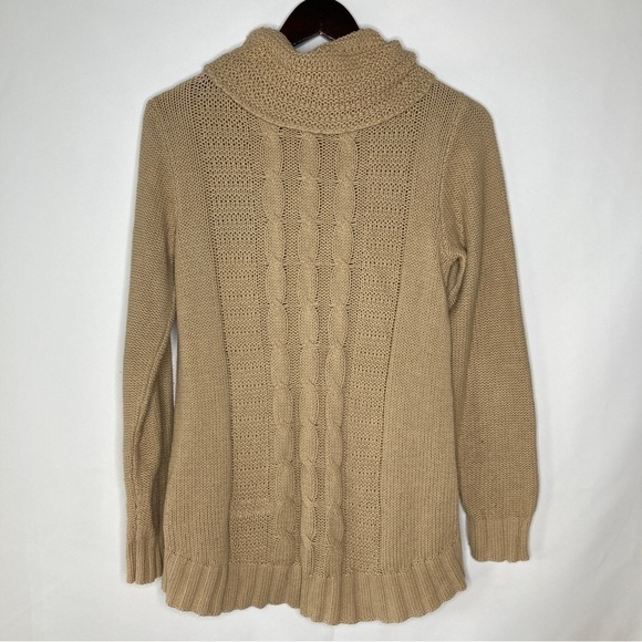 White House Black Market Women's Tan Knit Cowl Neck Sweater Size Medium - Picture 9 of 9